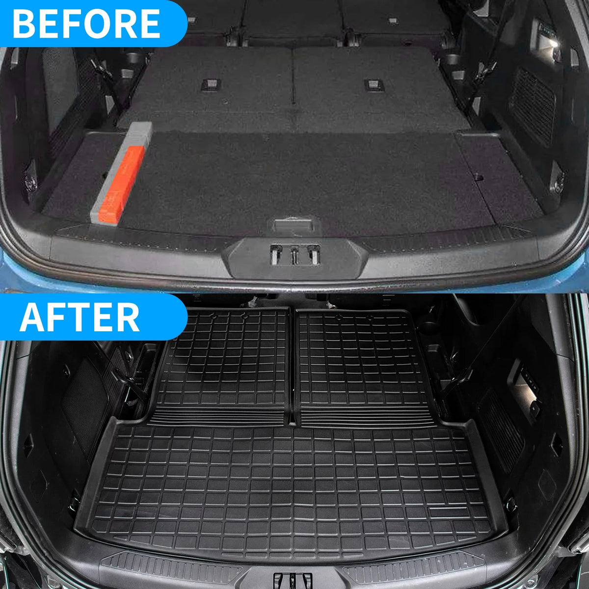 2021 Explorer Ford Cover Accessories Weather Seat Passenger 2022 2020 6&7 All Explorer Mat) Trunk Liner Backrest Fit Cargo 2023 Back for Protector Mat with TPE (Trunk Mat