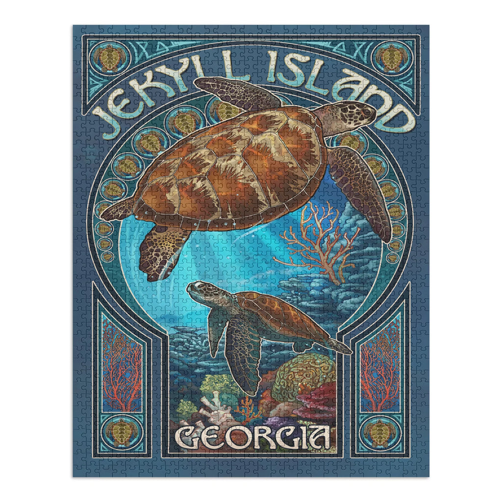 Island, Sea Turtle Jekyll Size Piece USA) Made Georgia, Family, (1000 Nouveau Puzzle, and for Puzzle 19x27, Art in Adults Jigsaw Challenging