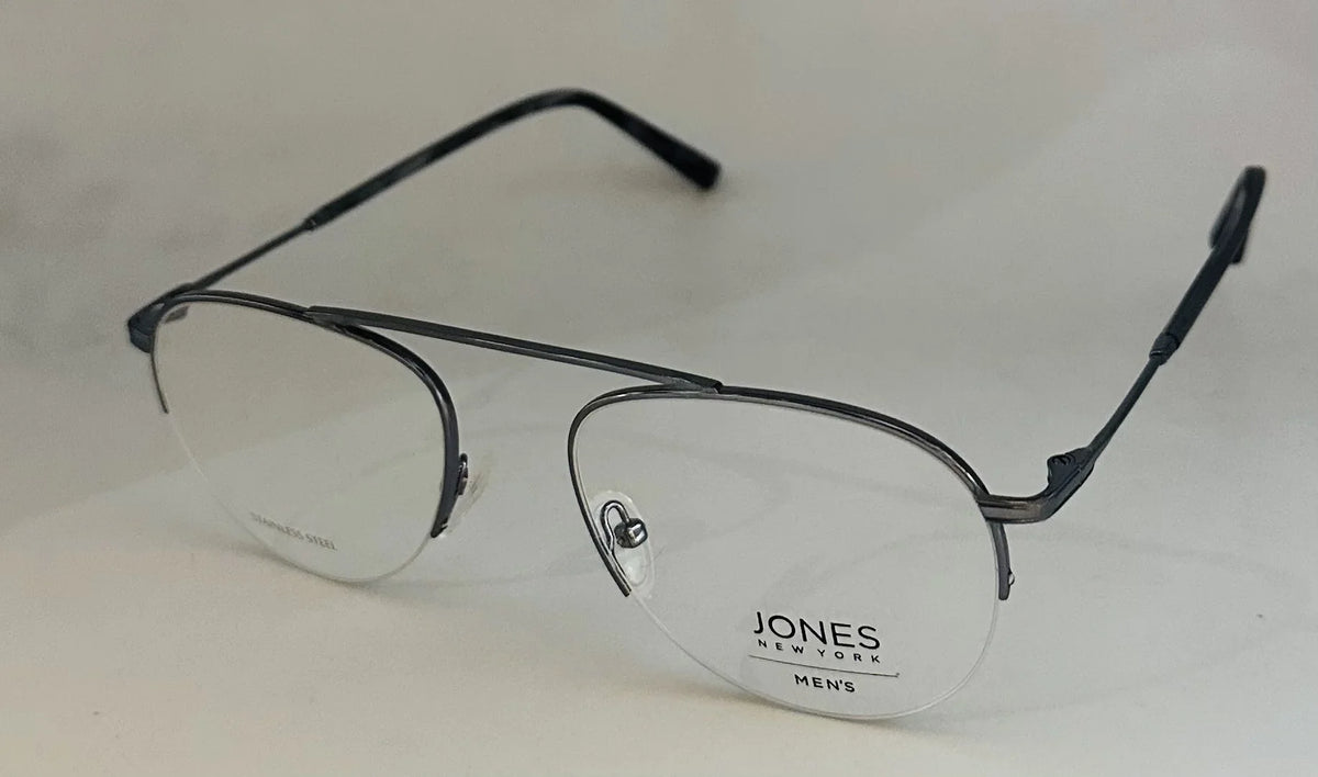 Aviator Rimless Gunmetal York J359. New Mens Metal 53mm Jones Eyewear Frame.