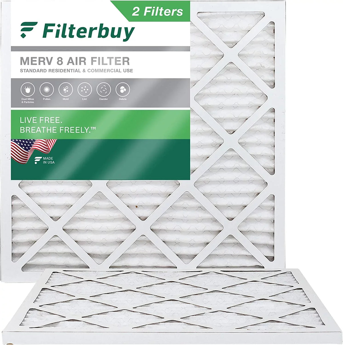 Furnace MERV Air Filters AC Pleated Filterbuy (2-Pack) 30x30x1 HVAC 8