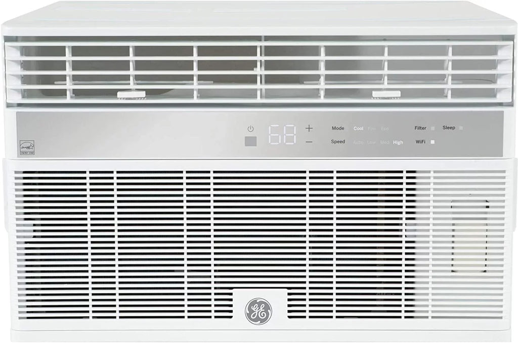 BTU Volts Capacity Connect Smart and Chassis Speeds Fixed Cooling 115 Fan CEER in with Wifi White 8000 AHY08LZ Conditioner 11.4 Air 3 GE Window
