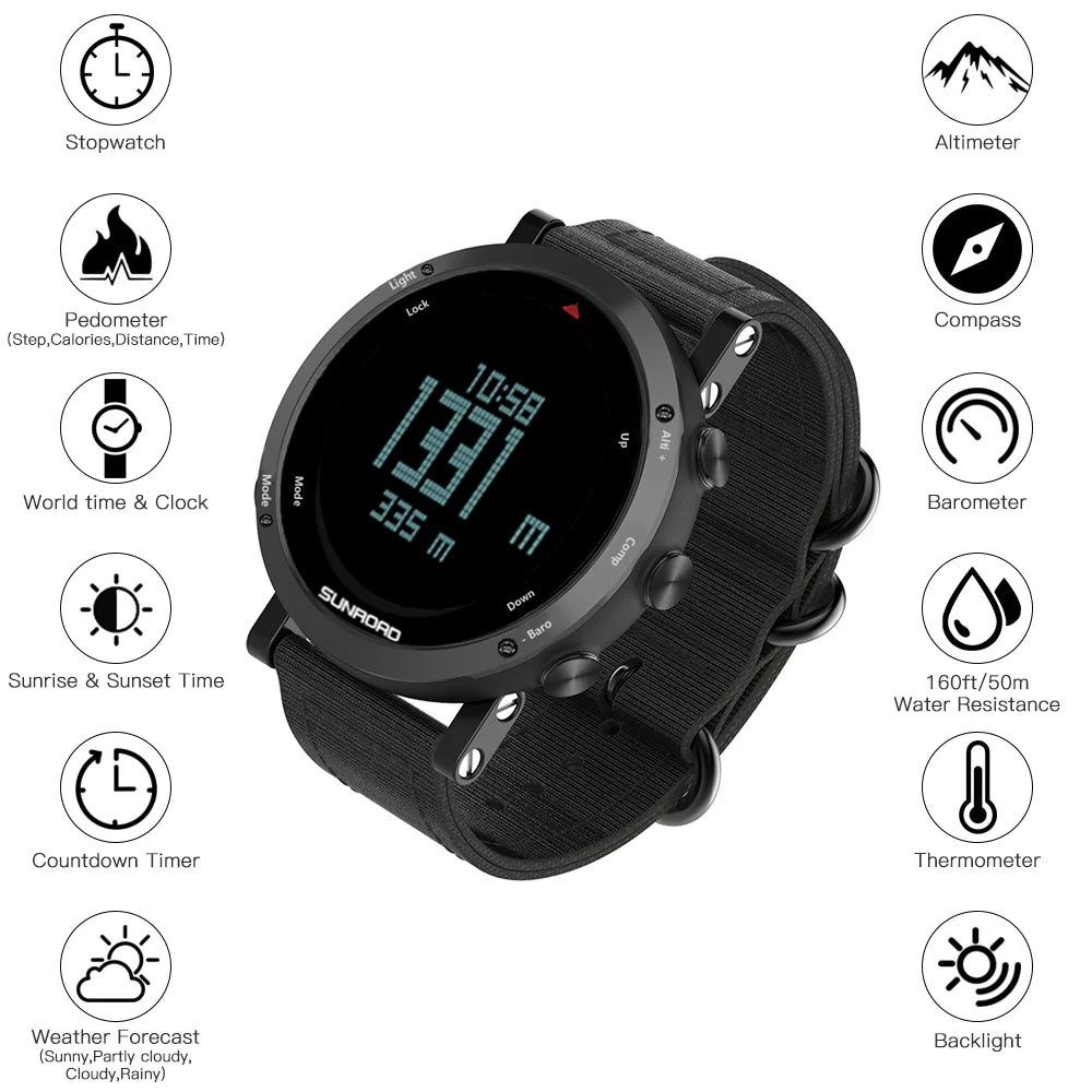Multifunctional Altimeter Outdoor Watch Compass Mountaineering 50meters Barometer Sports Men -resistant Weather Trekking for Watch Forecast Running Camping
