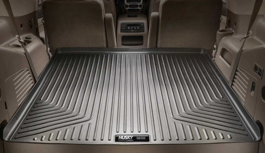 Yukon Cadillac Chevrolet by Husky RealTruck 2021-2023 Seat Escalade Behind 21 Compatible Liner with Weatherbeater Cargo Series Tahoe/GMC with select: 2nd Compatible Black