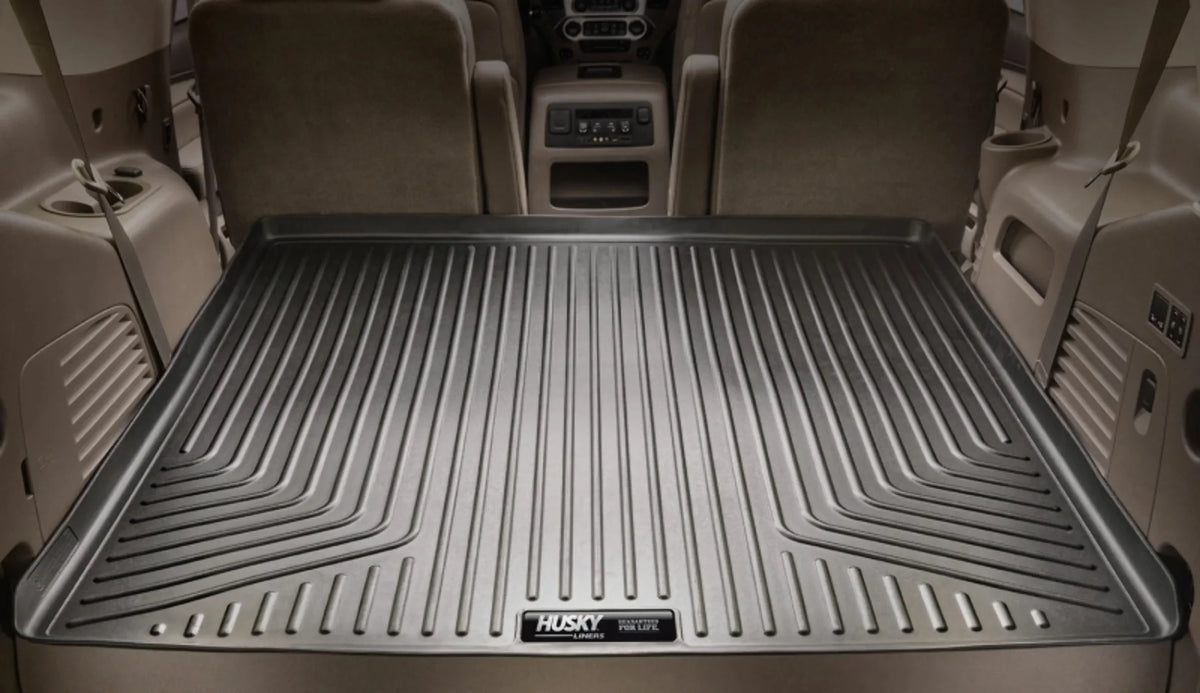 Yukon Cadillac Chevrolet by Husky RealTruck 2021-2023 Seat Escalade Behind 21 Compatible Liner with Weatherbeater Cargo Series Tahoe/GMC with select: 2nd Compatible Black