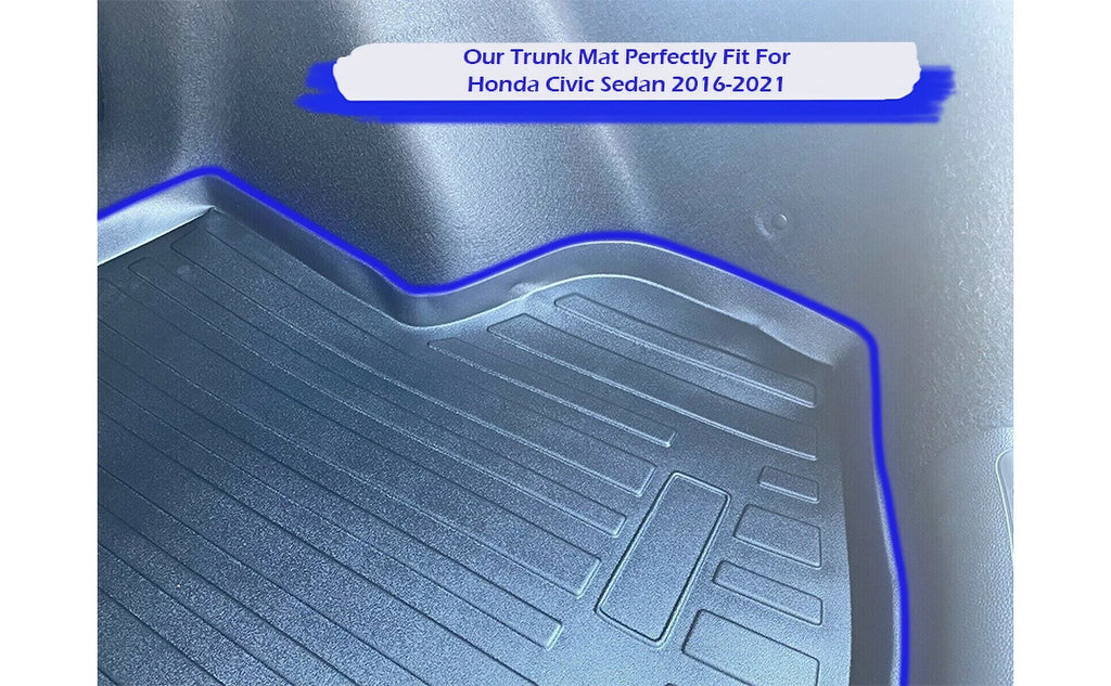 to Raised for Mats EA Liner Honda for – – EACCESSORIES – Mat with Trunk Rubber 2016-2021 Mat Cars Install – Easy – Design Trunk Laser Sedan Civic Weather-Resistant Lip Pre-Cut Trunk Cargo Car Non-Slip
