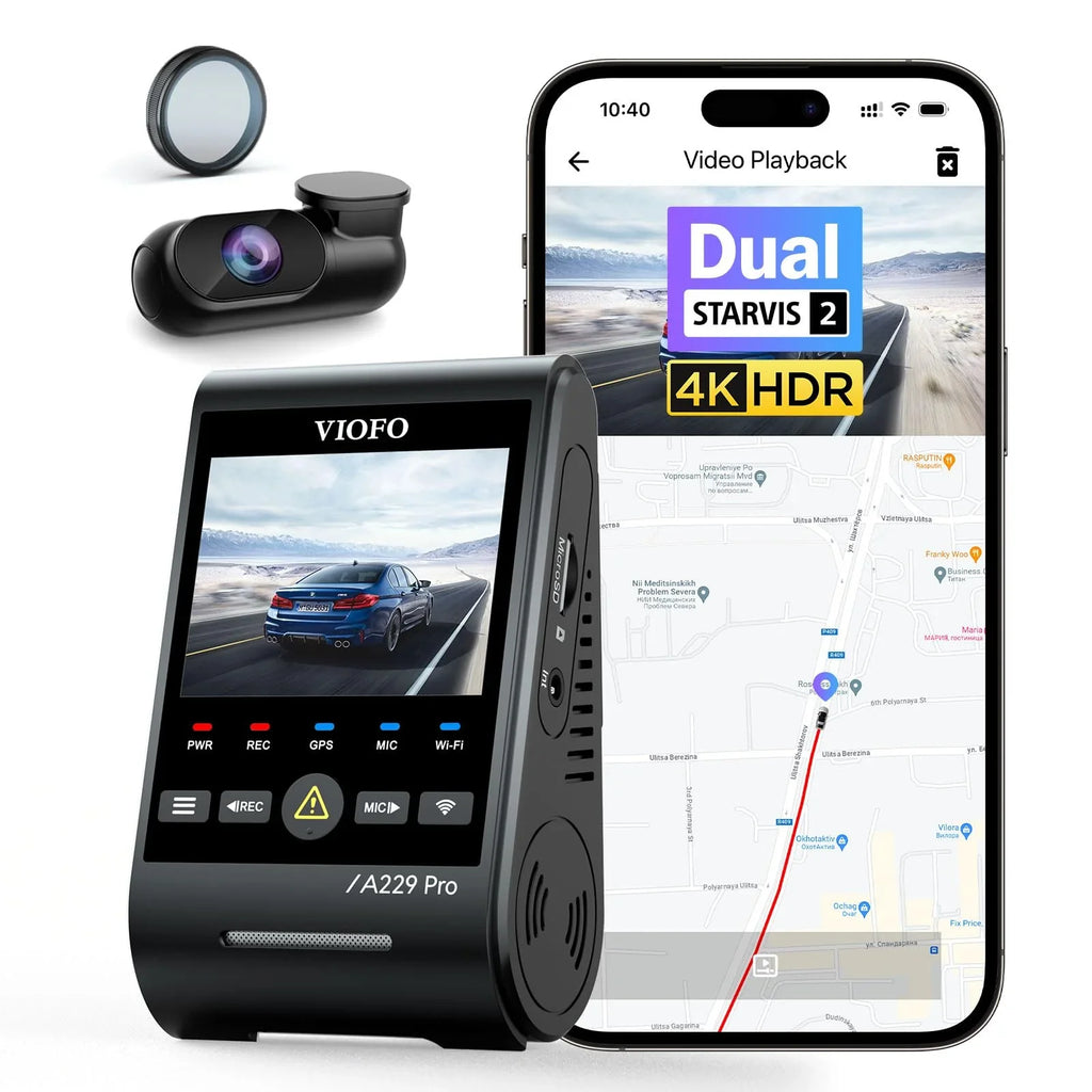 4K+2K GPS, with & A229 lb STARVIS Camera 2 Car Front Dashcam Dual VIOFO IMX675 2CH Rear 2 Pro IMX678