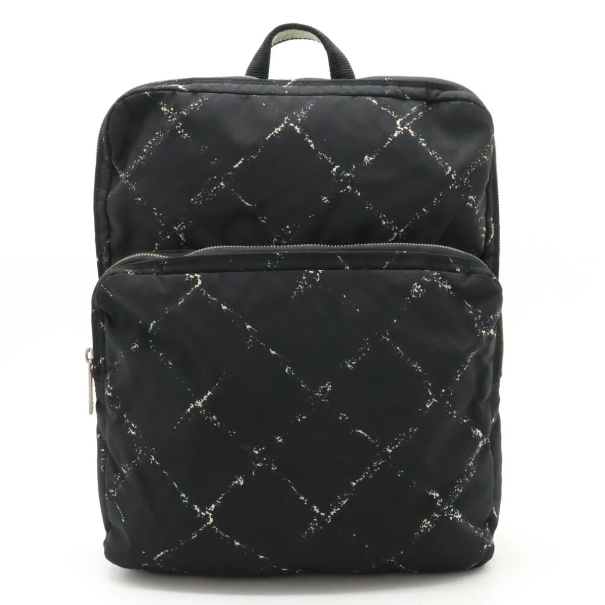 Daypack (Good) Jacquard Pre-Owned Nylon Old Rucksack Line Backpack Travel Chanel Black CHANEL