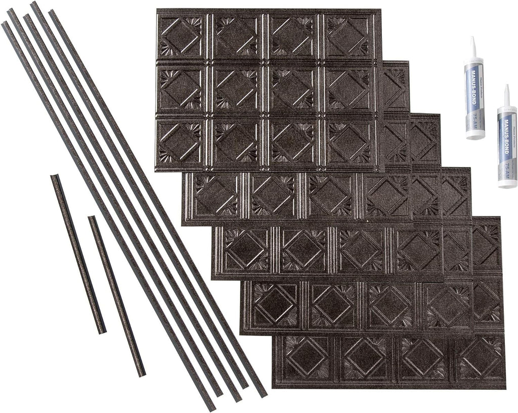 Style/Pattern 4 In Backsplash Sq Decorative Traditional Vinyl Ft 15 Kit Smoked Pewter