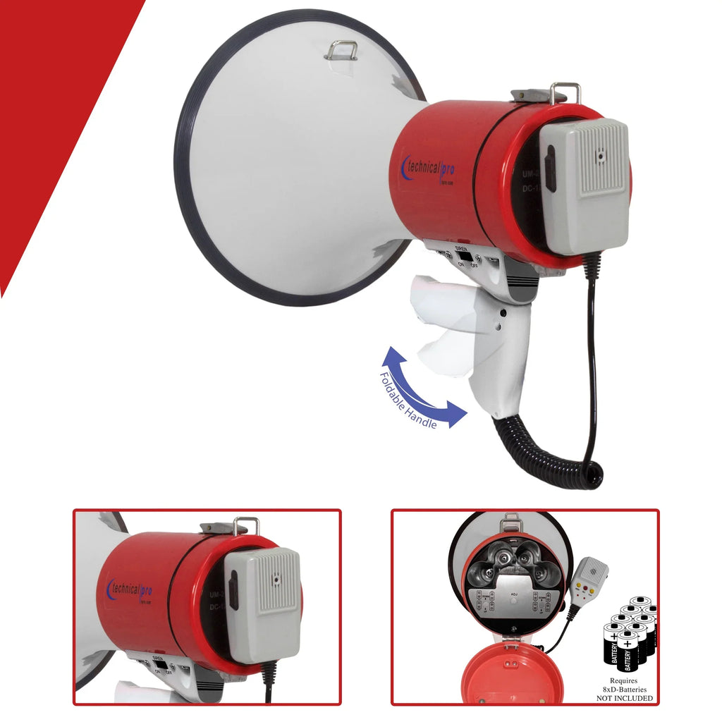 Siren Watts Strap Control Bullhorn for With Pro Range Technical 40 Trainers 800M-1000M Volume Portable Megaphone