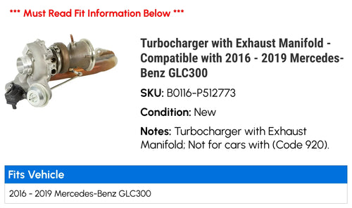 '- with - with Turbocharger Compatible 2018 2019 GLC300 2017 2016 Manifold Exhaust Mercedes-Benz