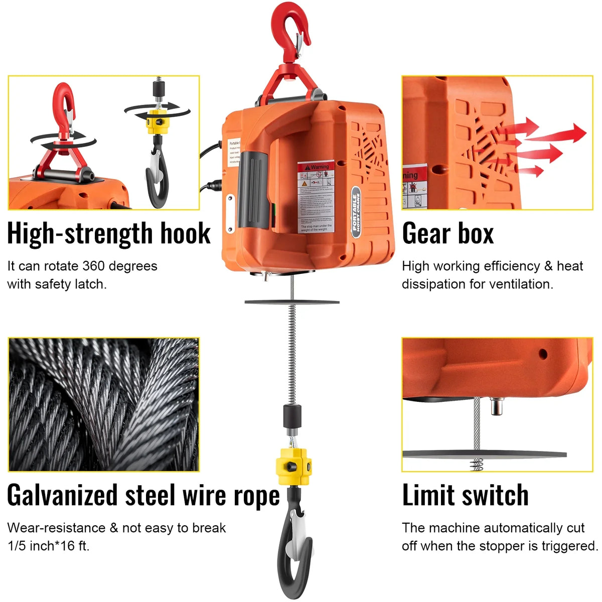 Hoist 25ft Remote 3-in-1 Crane Portable Electric BENTISM w/ Winch Control 1100lbs
