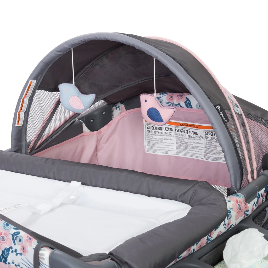 Nursery – Playard with Deluxe Bluebell Trend II Travel Pink Center Baby Bag