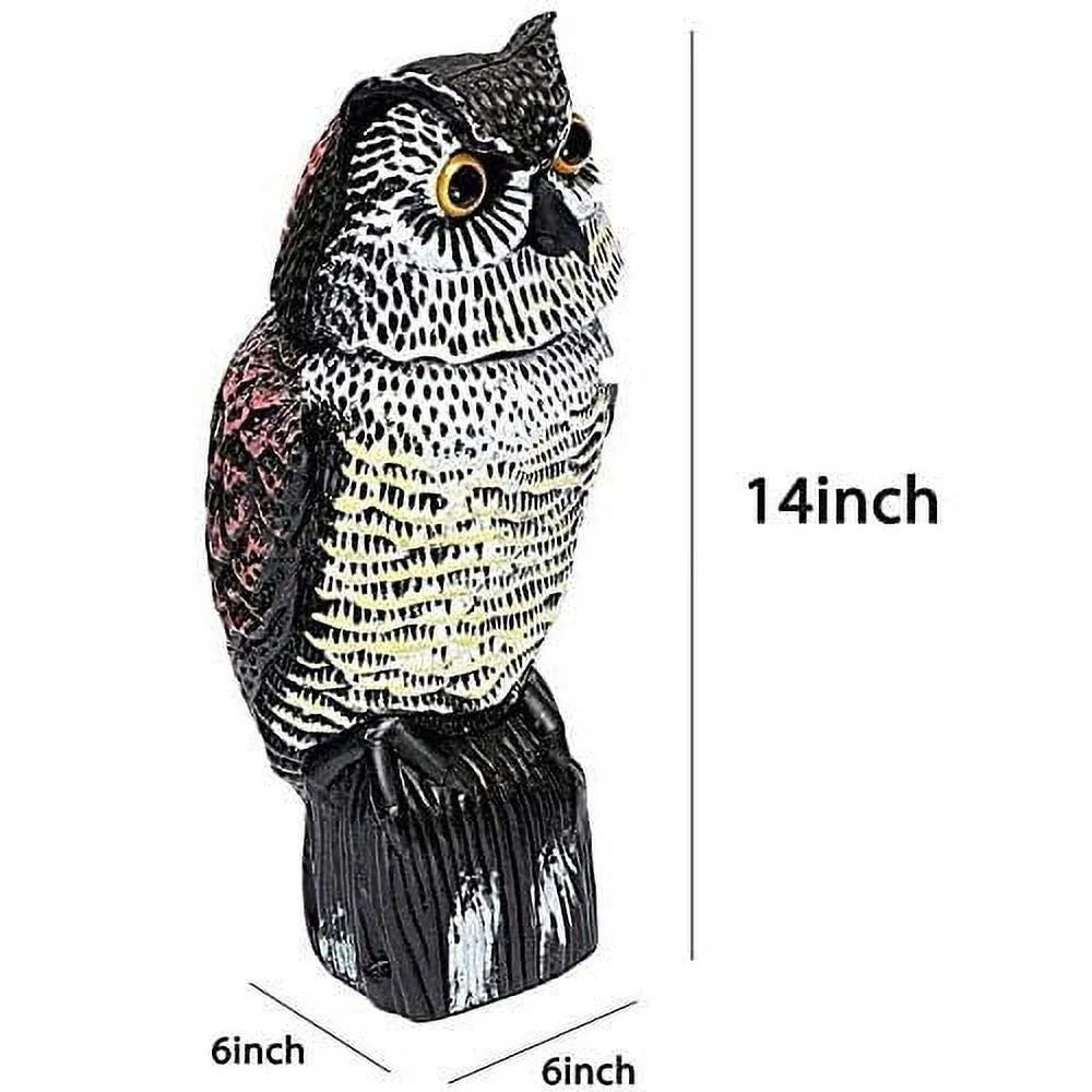 & to Bird Outdoor hue Birds, Decoy Scare Sounds Yard Pest 360 Scarecrow Deterrent Scary Garden Head Protector Fake Patio for Owl Statue Spring Rotate Owl Owl Decoy Shadow Realistic