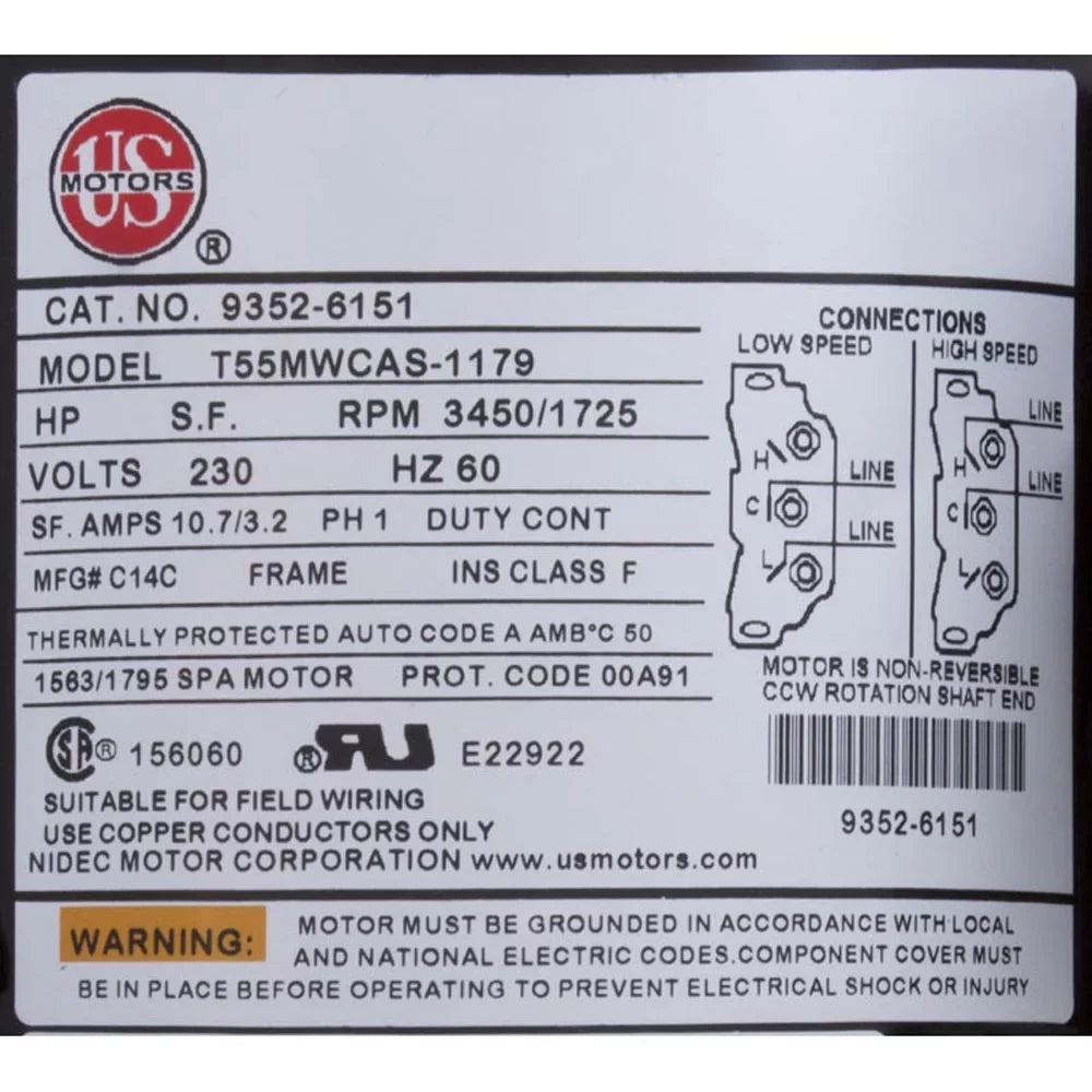 OEM 2.5ohp/4.0thp, 2", 230v, XP2, 48fr, Pump, Aqua Flo 2-Speed,