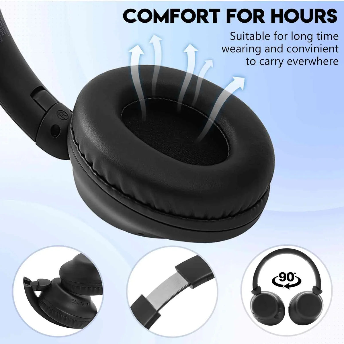 HD - Standby, Bluetooth Note C65/Redmi Xiaomi 5G/Redmi Travel Playtime, Wireless & Pro SE/Poco 5G, 12 for Poco 200H Workout -Black UrbanX Over-Ear Headphones 12R Mic Pad with M6 - 20H A32 Sound