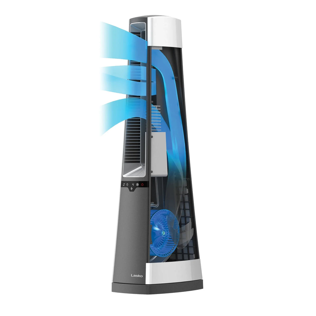 Timer Oscillating Fan Tower Bladeless Lasko and 36" AC615, 4-Speed with New Remote, Gray,