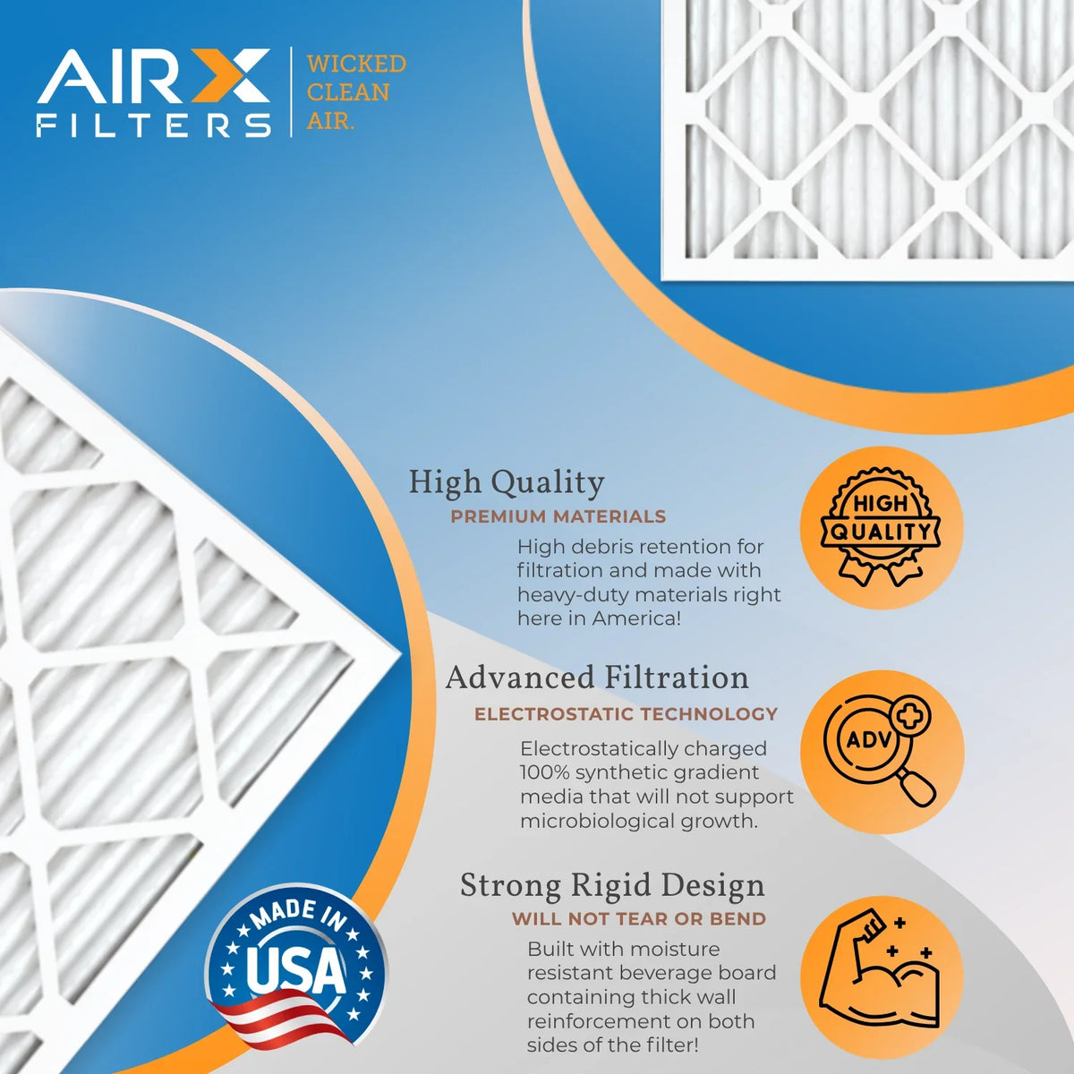 to 700 Air Pack & WICKED by Air USA 8 AIR. AC MPR AIRX 20x24x1 Electrostatic 4 Conditioner Pleated FPR Furnace Comparable Made FILTERS 20x24x1 Premium Filter Filters MERV CLEAN Filter HVAC 5