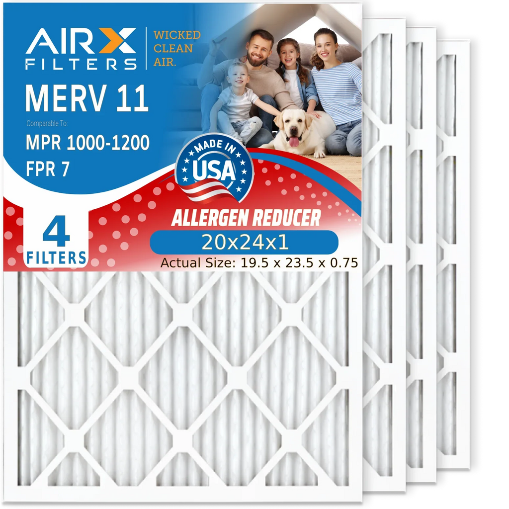 Pleated AIR. to WICKED by USA MPR Made 7 FPR Air 4 20x24x1 Air Filters Comparable 1000, 20x24x1 11 MPR & Furnace Filter Conditioner Premium Electrostatic CLEAN FILTERS 1200 AIRX Filter MERV HVAC Pack