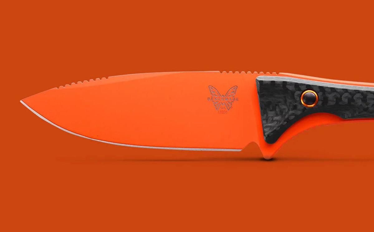 Cerakote 15201OR CPM-S90V Fixed Blade Fiber 3.08" Altitude Carbon Knife Benchmade Orange Handle