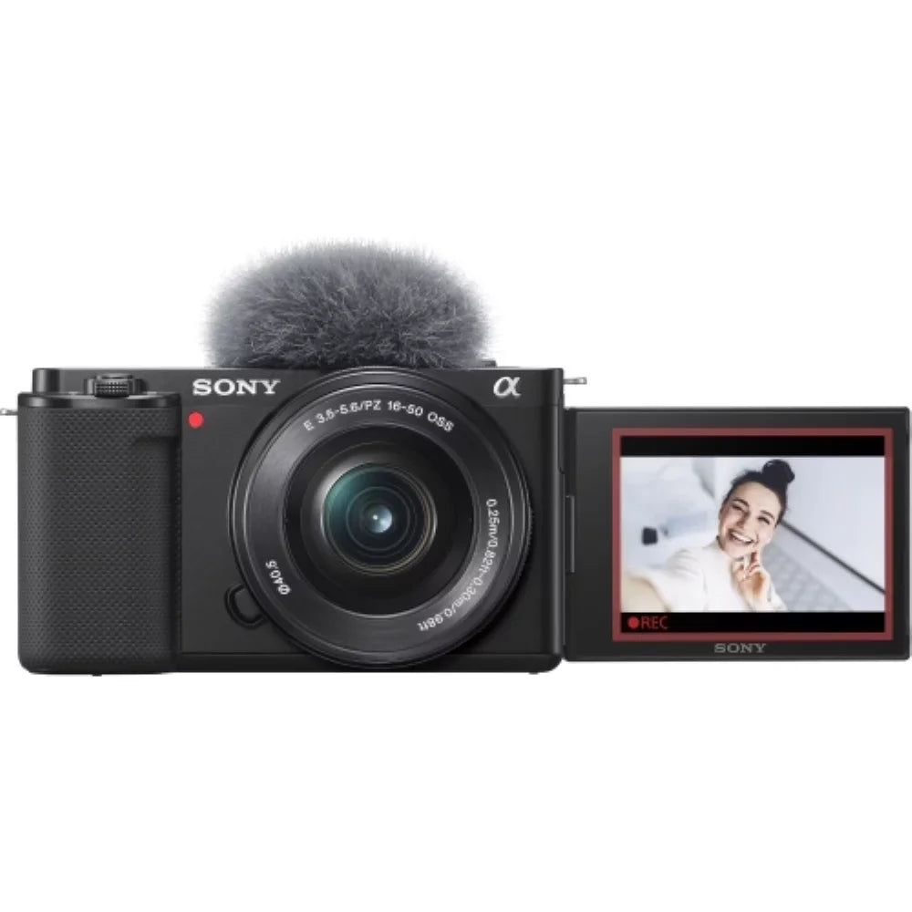 ZV-E10 Memory + (5 with Flexible Bag (Black) |16-50mm Items) Camera Mirrorless Tripod Kit 64GB Lens Card Bundle Transcend + Camera Sony Cleaning +