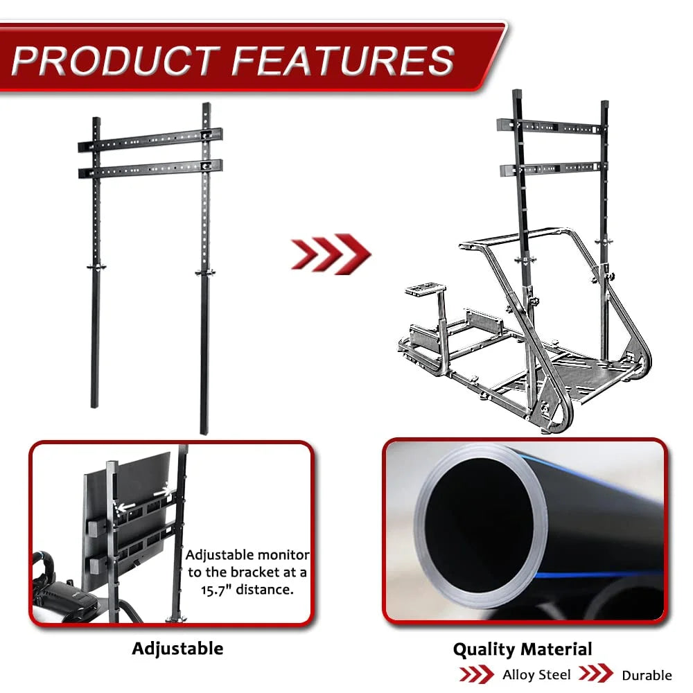 for Without Bracket Adjustable Display G27 G920 Monitor Frame Stand Stand Logitech G29 Racing G25 Frame Seat for Cockpit G923, Cockpit Simulator fit TV Thrustmaster,Fanatec, FEIRO Cockpit Racing