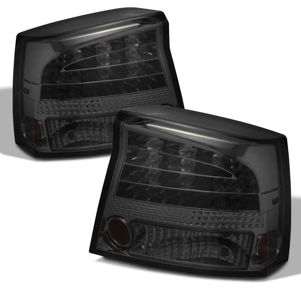 [LED + 2006-2008 Tail in AKKON Lights Charger Tail + Dual Halo Headlights Housing Smoke - Headlights]Fits Black Dodge
