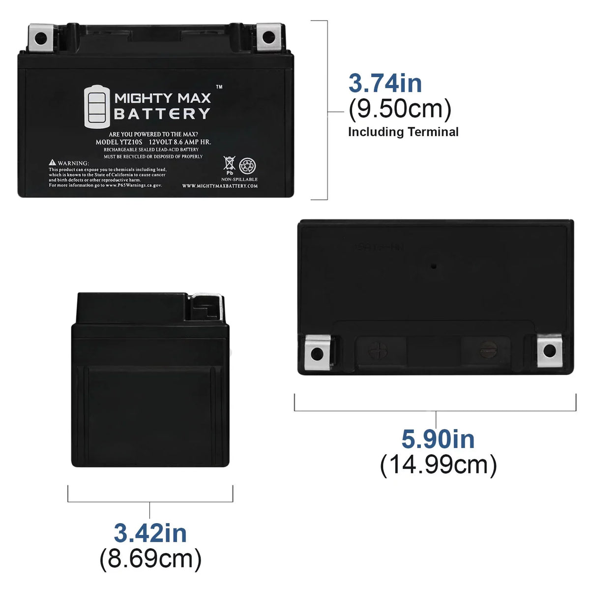 1000 12V Suzuki Pack 4 Replacement YTZ10S 8.6AH - compatible with GSX-R1000 00-17 Battery