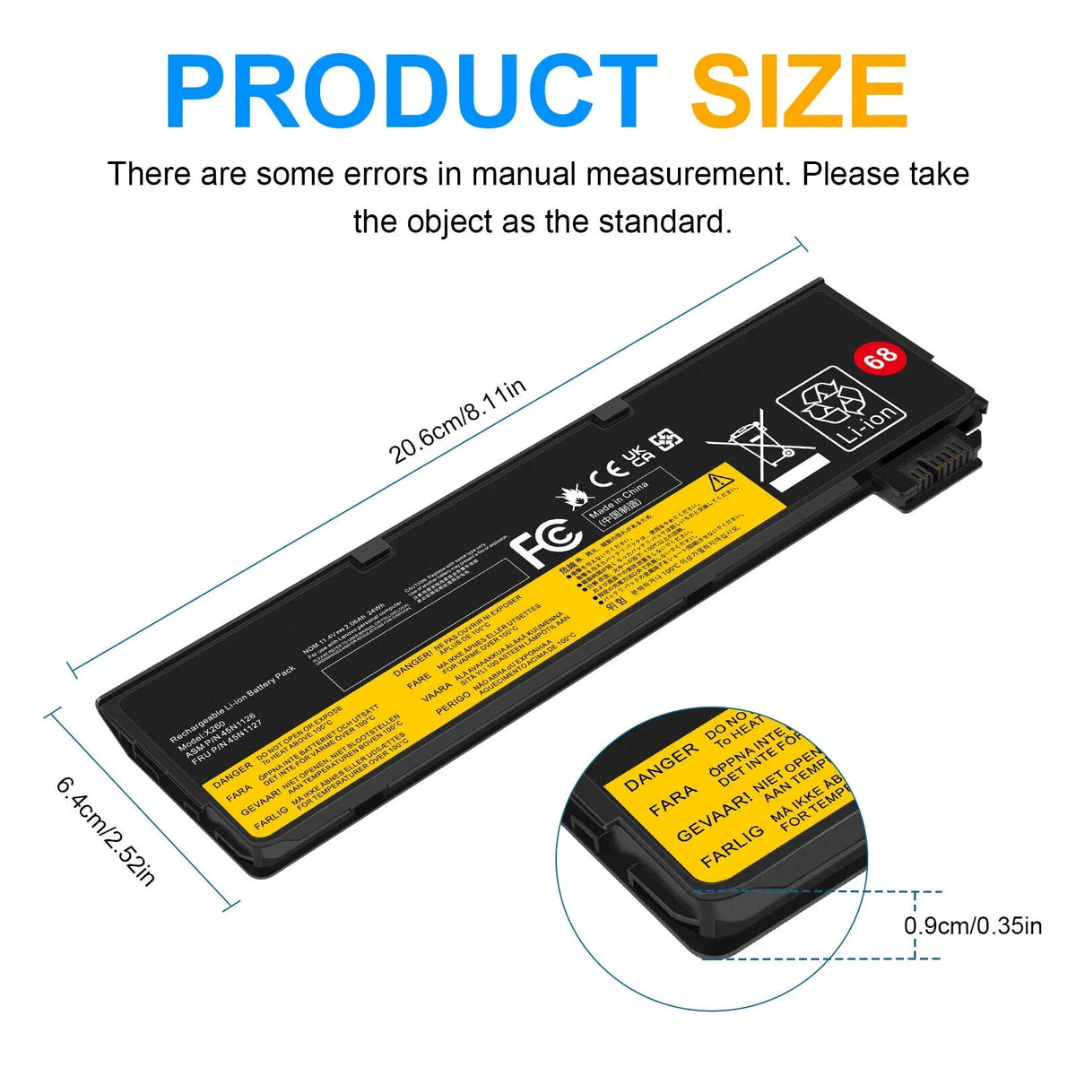 X250 ThinkPad X260 T450 Battery T460 24Wh X240 68+ For T440