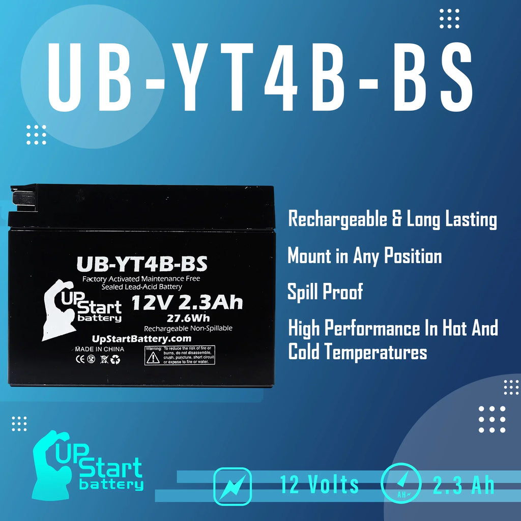 (FI) 5-Pack Activated, UpStart Motorcycle Battery Yamaha 2.3Ah, Replacement 400CC UB-YT4B-BS 2010 Free, - 12V, Maintenance Factory Battery SR400 for
