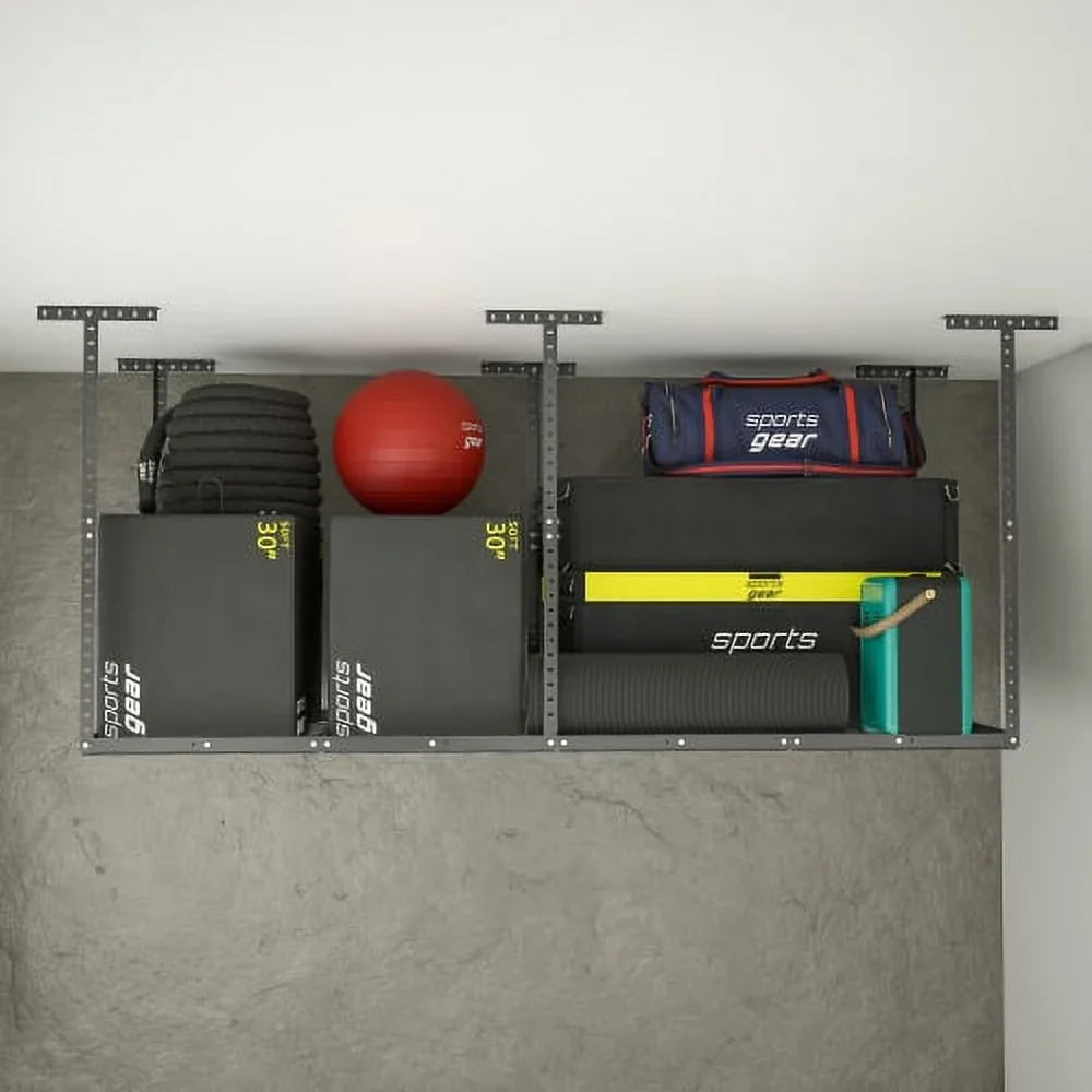 Systerm,Heavy Metal Ceiling 3x8ft Duty Storage Racks,660lbs Garage Storage Organization Weight Garage Storage Rack,Adjustable Garage Capacity,Black Overhead