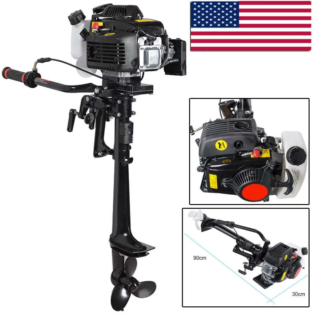 Boat 3.6 setup Air 55CC With Engine 4 Stroke Cooling Outboard Motor