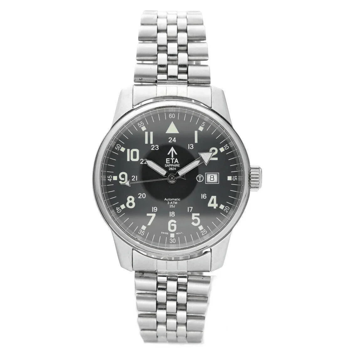 Men's 32 ETA Automatic Steel 40mm Vintage Watch 075 Stainless 2824 Round