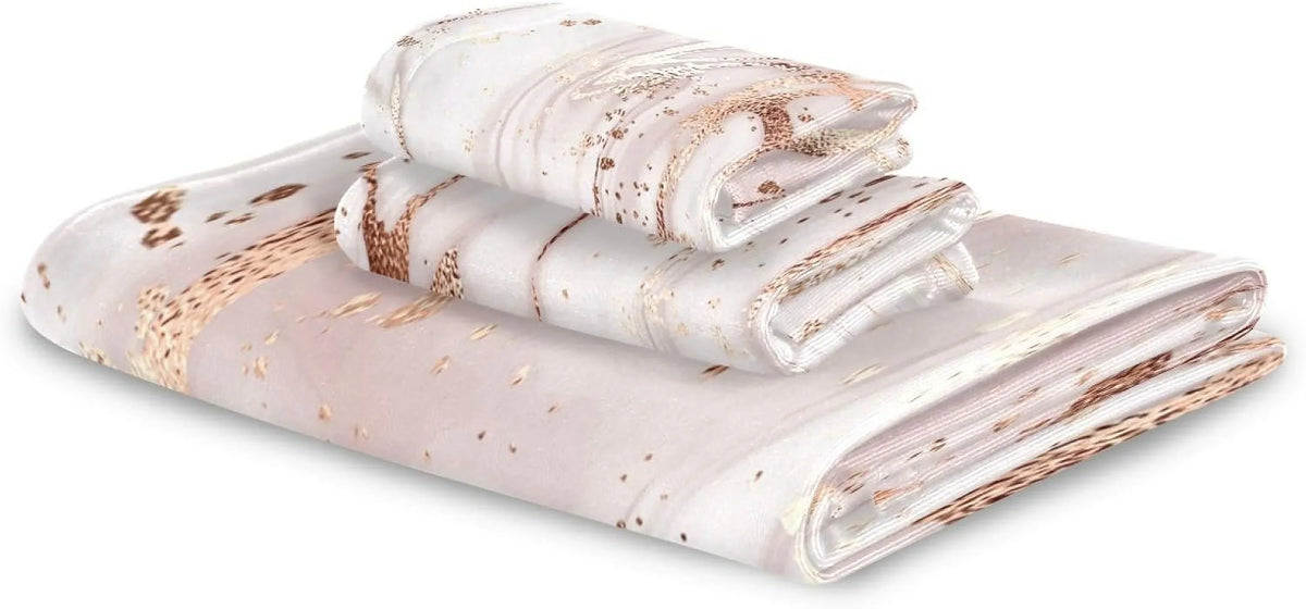 for Towel Gold Home Piece Decor, Hotel Rose & Bath Soft Set Comfortable Abstract Set Absorbent 3 Marble GZHJMY Bath Towels Towels