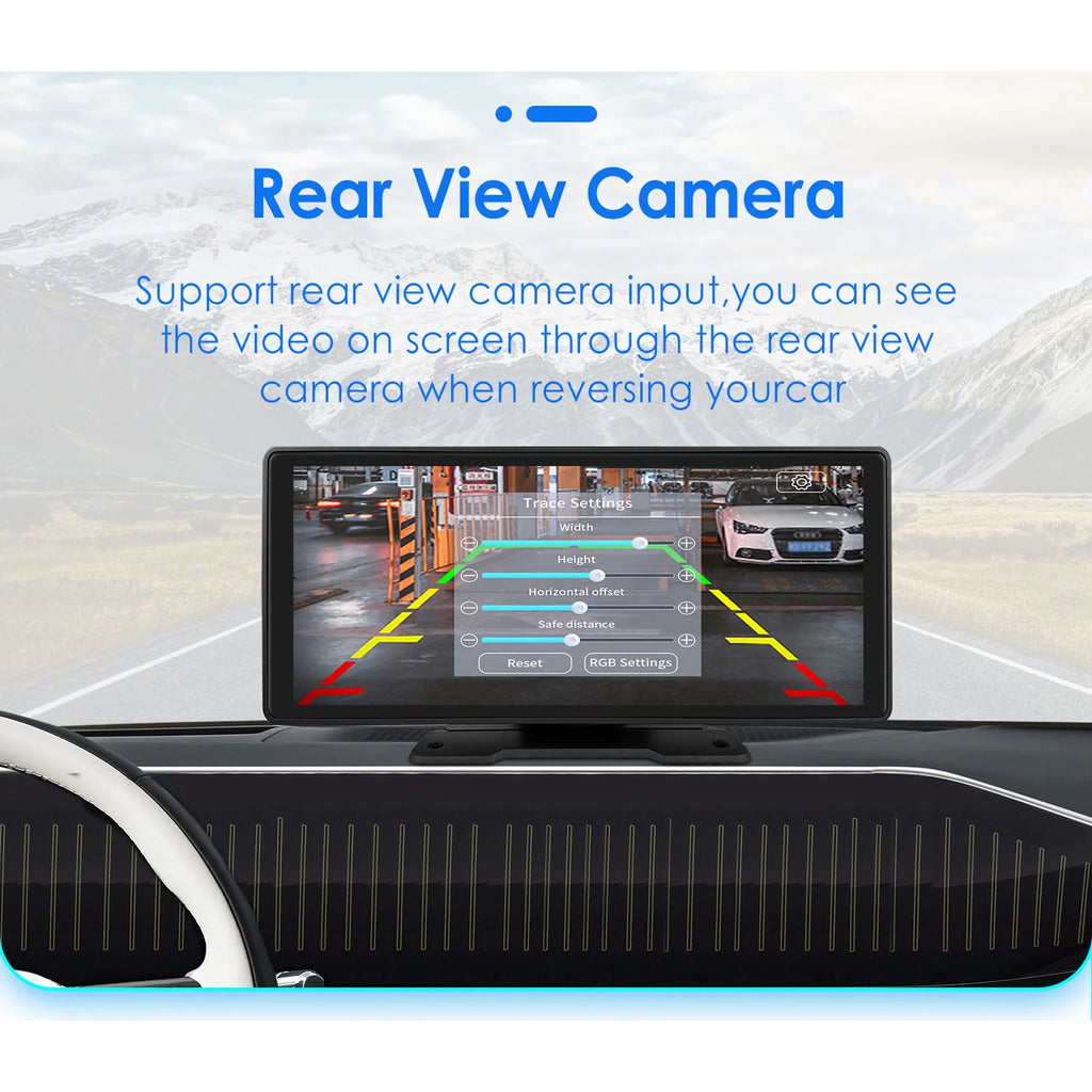 Head Android Adjustable Mirror Bluetooth FM Player GPS 10.26" Carplay Stereo 360° Auto Unit Radio Car Link Navigation Touchscreen