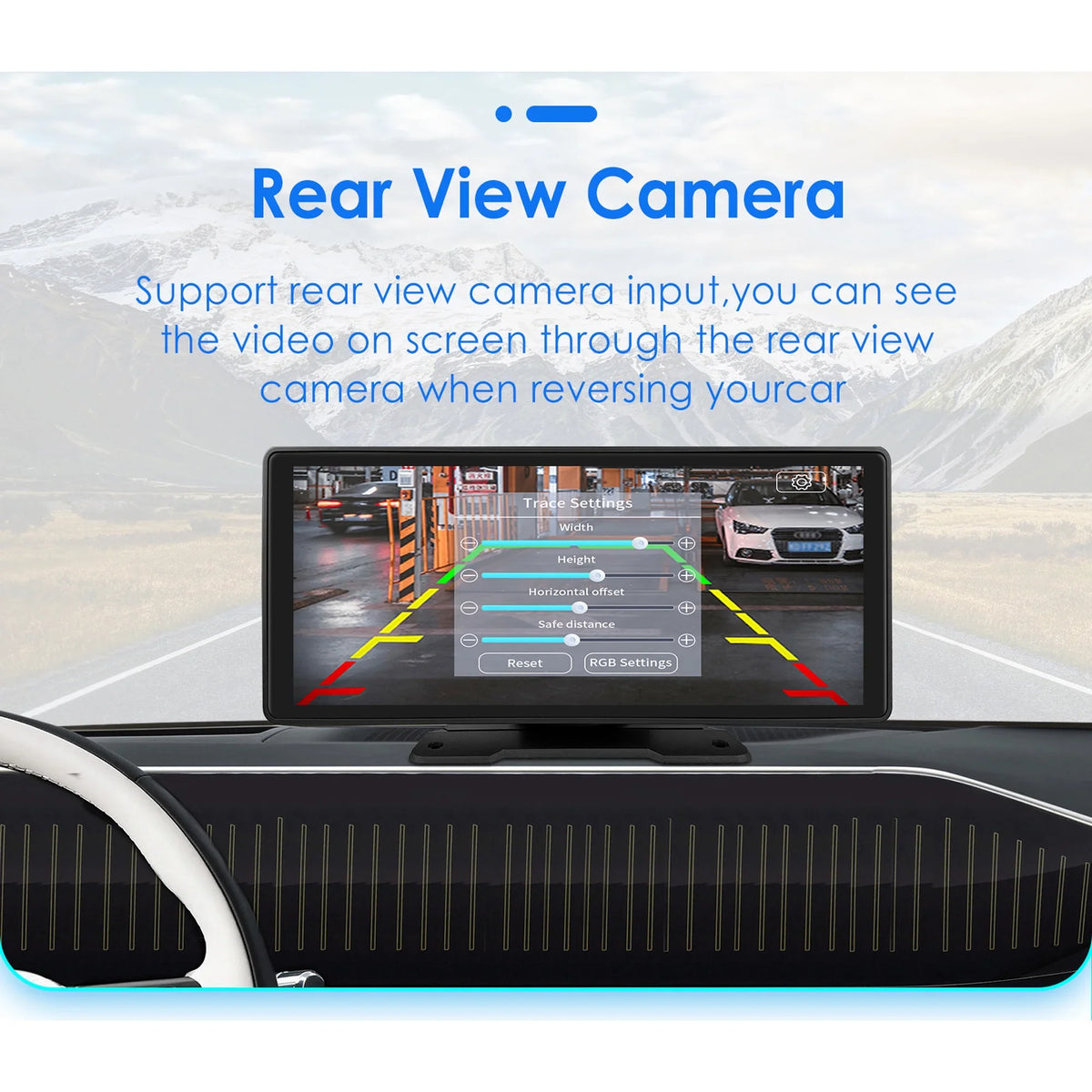 Head Android Adjustable Mirror Bluetooth FM Player GPS 10.26" Carplay Stereo 360° Auto Unit Radio Car Link Navigation Touchscreen