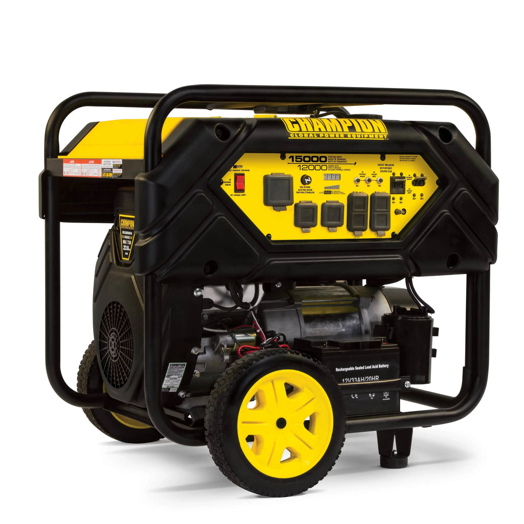 Portable with Champion Hook Equipment Watts Lift 15,000/12,000 Power Start Electric Generator and