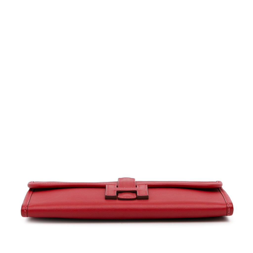 (Good) Pre-Owned Red Duo Jige Hermès Authenticated Calf Wallet Wallets Unisex Long Swift Leather