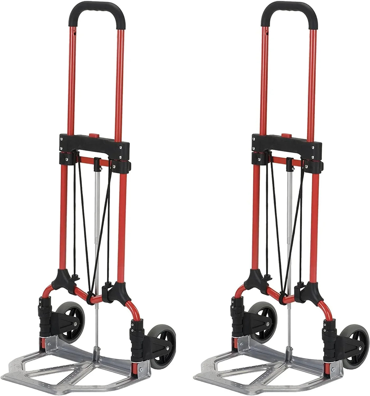 Truck Cart Personal W/Telescoping 160Lb Folding Capacity Luggage MCI Handle, Pack) Steel Hand Silver/Black (2
