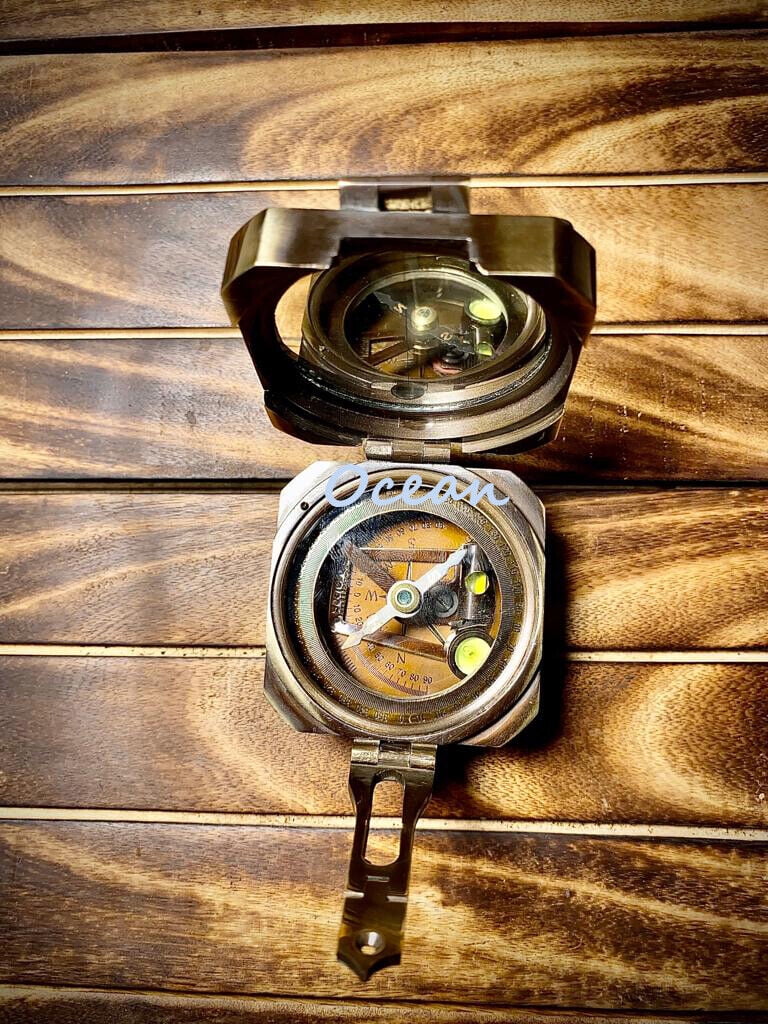 Brass Compass & Gift Antique Hughes Kelvin Brunton Compass Wedding, 1917 Baptism