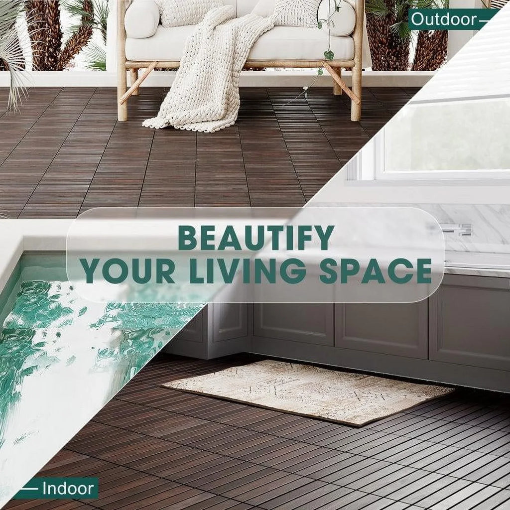 '- 6 Slats, Dark Idzo Brown Tiles Decking
