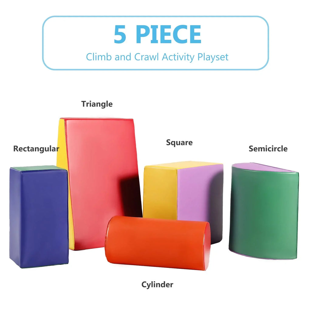 Crawl Soft Toddler, Baby & Foam Toy Climb Climb AILEEKISS 5Pcs Yellow and Blocks Set for Red Indoor,