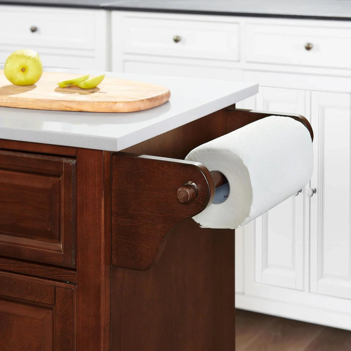 HomeStock Mahogany/White Full Beauty Kitchen Beachy Size Top Island/Cart Stone