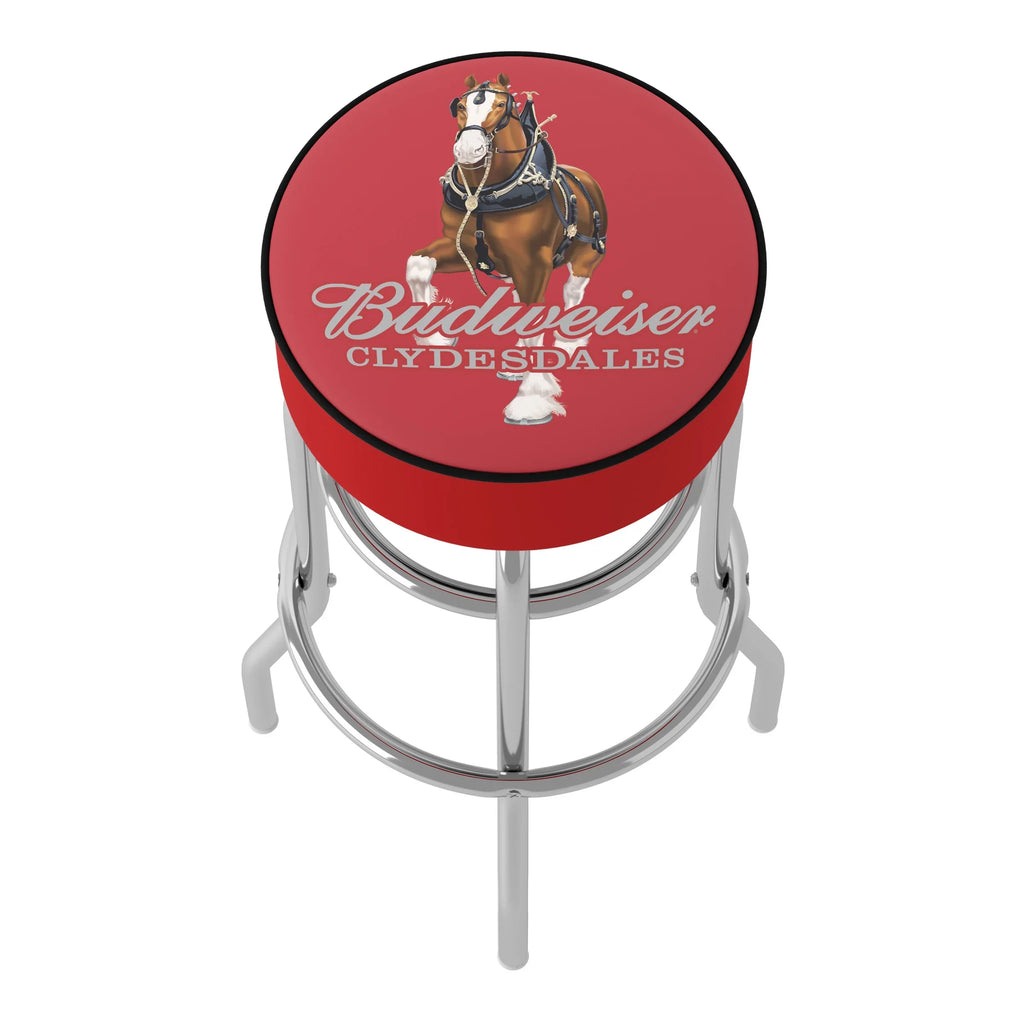Padded Trademark Bar Clydesdale Budweiser Red with Stool Seat Gameroom