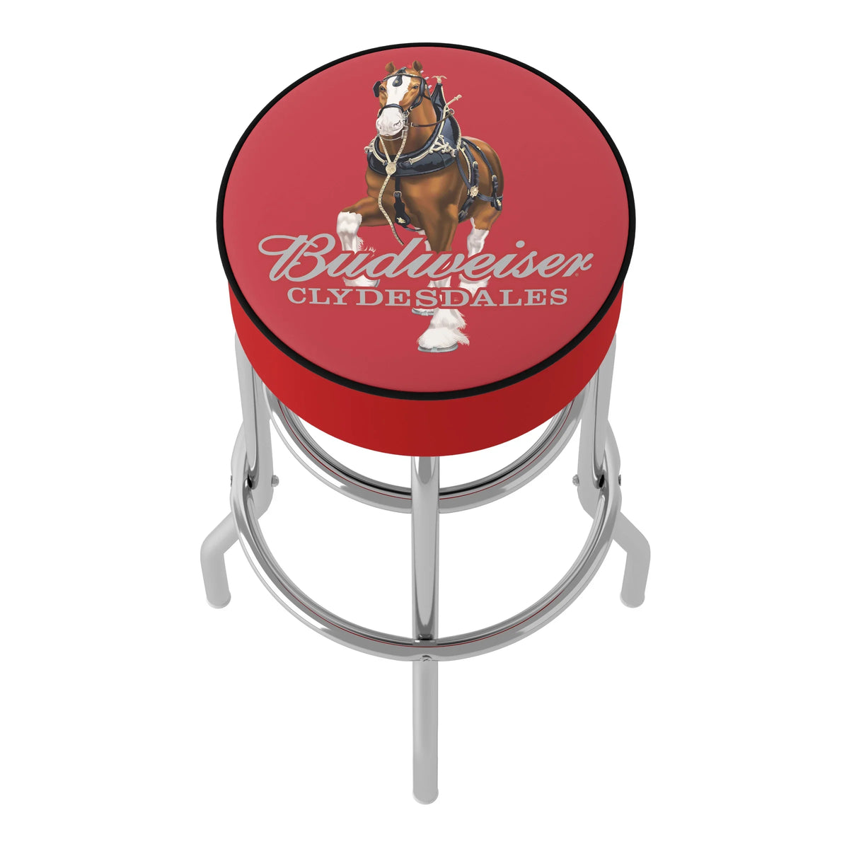 Padded Trademark Bar Clydesdale Budweiser Red with Stool Seat Gameroom